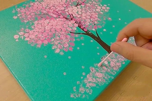 儿童画春天：气泡膜印画大树