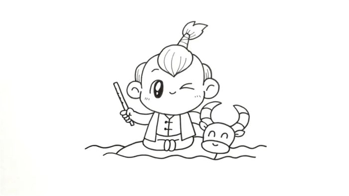 牧童人物简笔画图文教程
