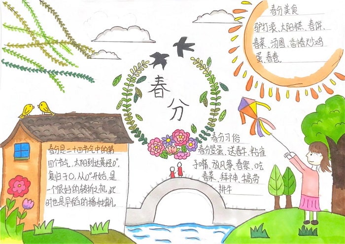 二十四节气春分手抄报图片集内容简单又漂亮