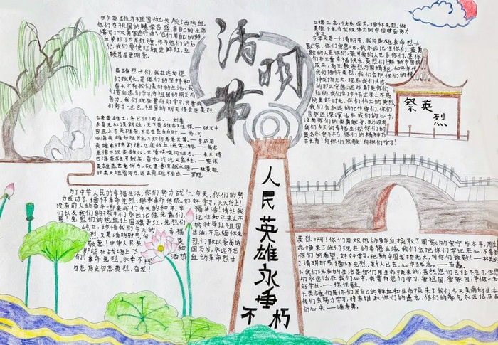 中学生清明节主题手抄报图片及内容