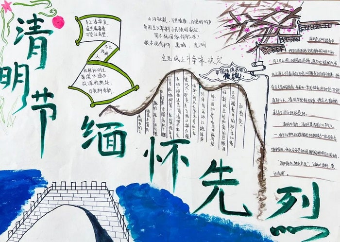 中学生清明节主题手抄报图片及内容