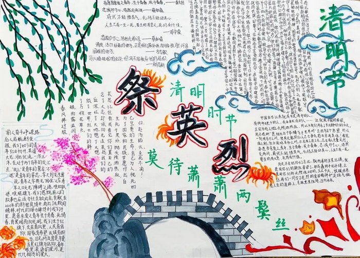 中学生清明节主题手抄报图片及内容