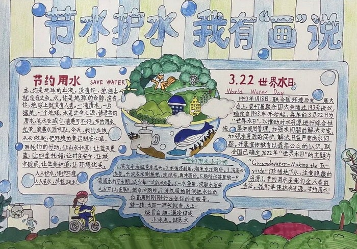 强化依法治水携手共护母亲河手抄报图片