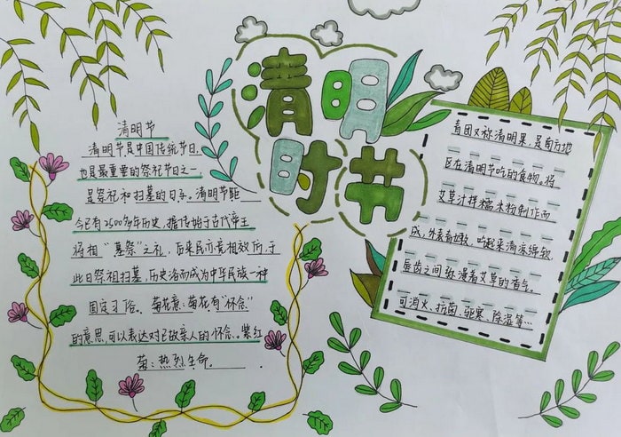 中学生清明节手抄报图片及内容简单又漂亮
