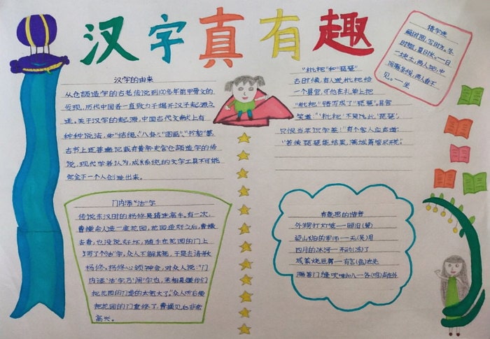 汉字真有趣手抄报图片及内容简单又漂亮
