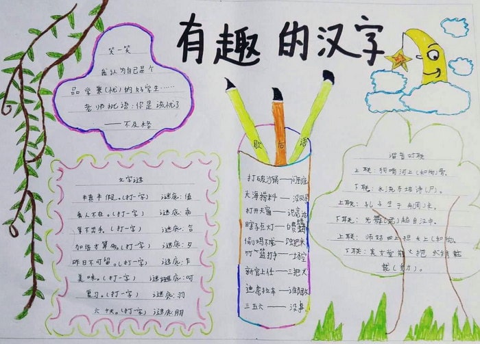 汉字真有趣手抄报图片及内容简单又漂亮