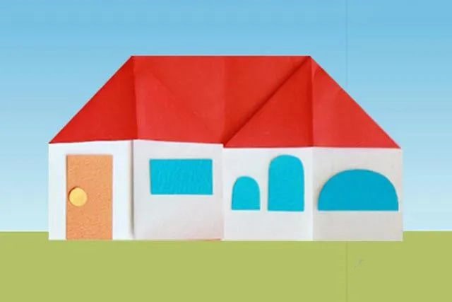 手工制作彩纸贴画美丽的小区