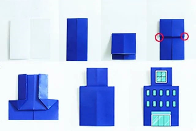 手工制作彩纸贴画美丽的小区