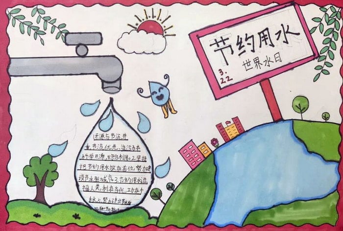 一二三四年级节约用水的手抄报图片及内容
