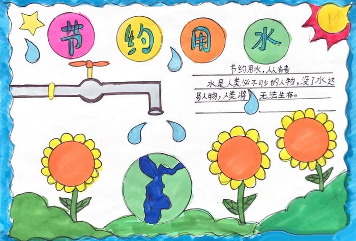 一二三四年级节约用水的手抄报图片及内容