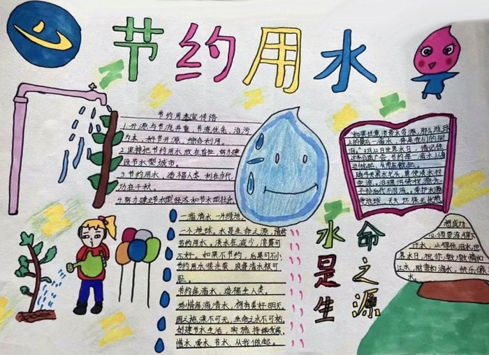 一二三四年级节约用水的手抄报图片及内容