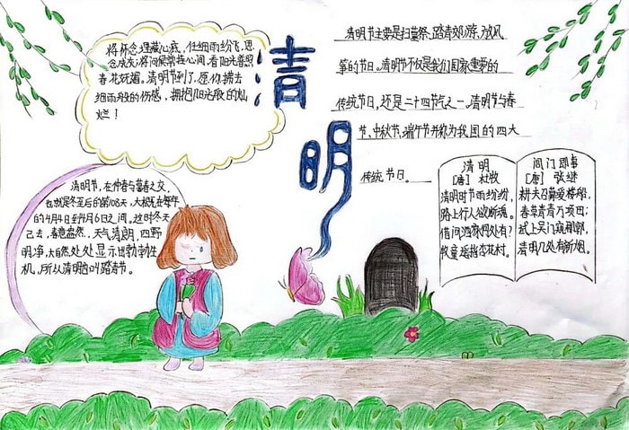一二三年级清明节手抄报图片及内容