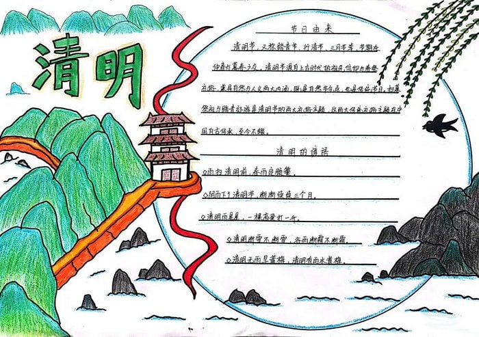 一二三年级清明节手抄报图片及内容