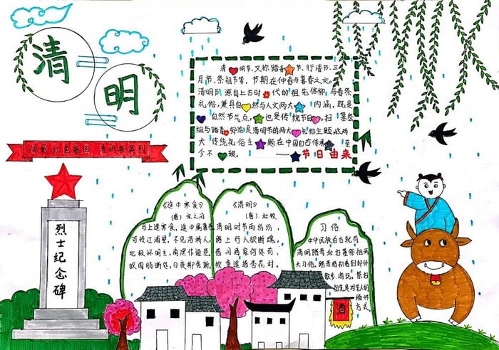 一二三年级清明节手抄报图片及内容
