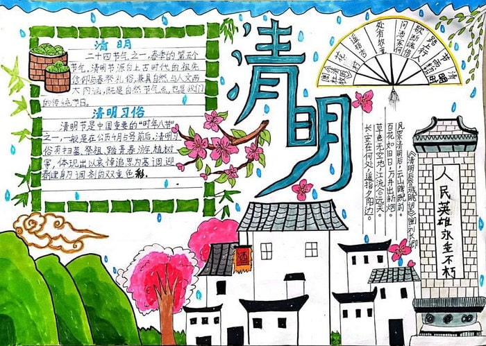 一二三年级清明节手抄报图片及内容