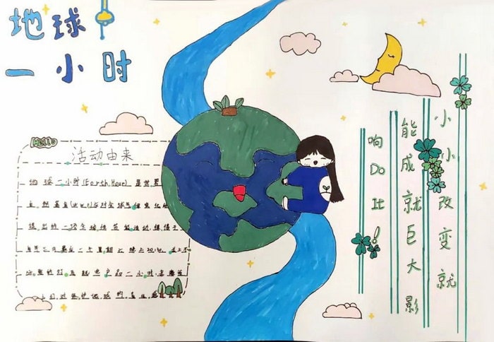 为地球献出一小时手抄报图片简单又漂亮