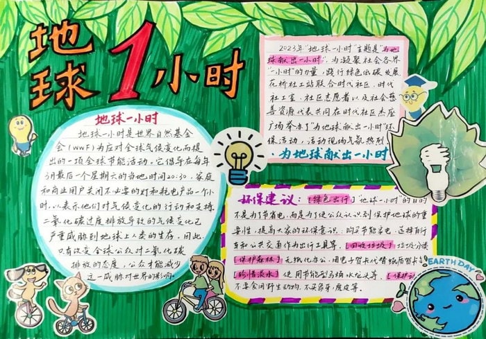 为地球献出一小时手抄报图片简单又漂亮