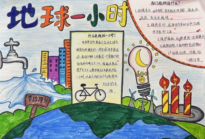 为地球献出一小时手抄报图片简单又漂亮