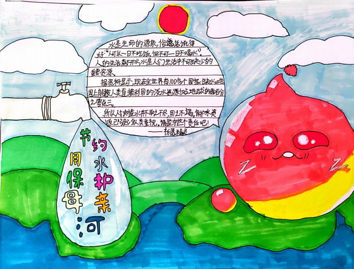 保护水资源爱护母亲河手抄报图片