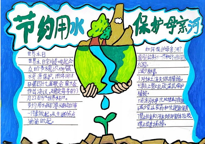 保护水资源爱护母亲河手抄报图片