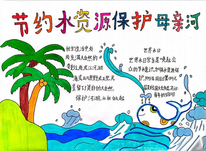 保护水资源爱护母亲河手抄报图片