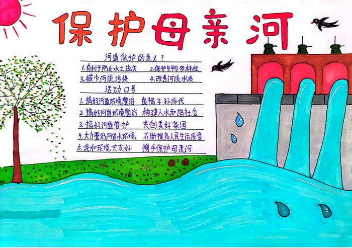 保护水资源爱护母亲河手抄报图片