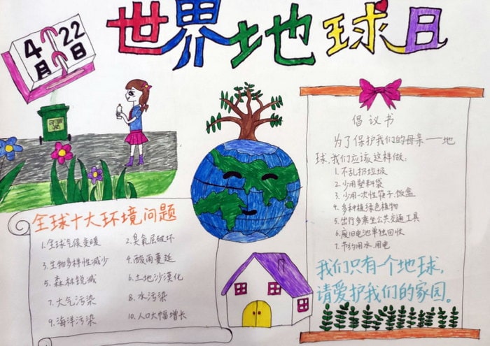 超简单的世界地球日手抄报图片及内容