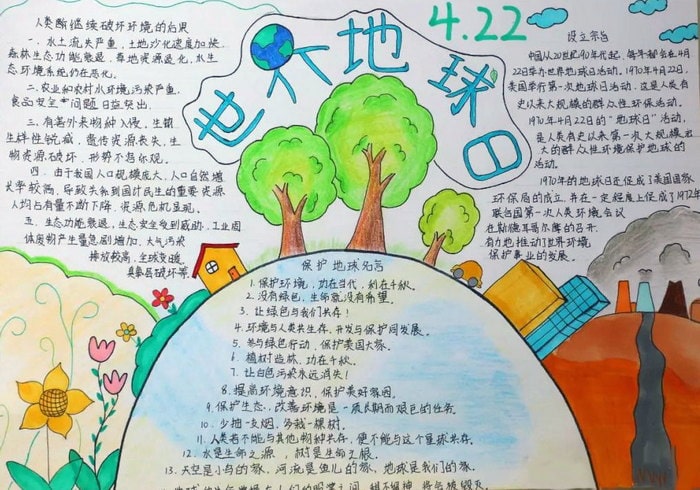 超简单的世界地球日手抄报图片及内容