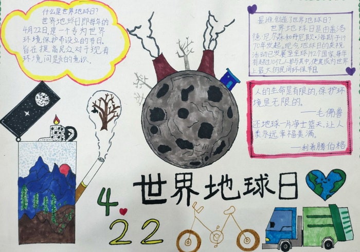 超简单的世界地球日手抄报图片及内容