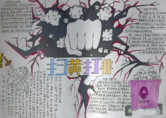 扫黄打非护苗活动手抄报