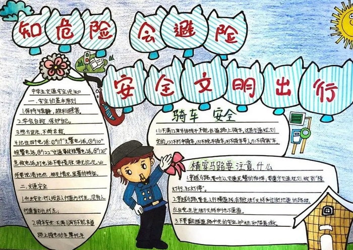 知危险会避险安全文明出行手抄报图片