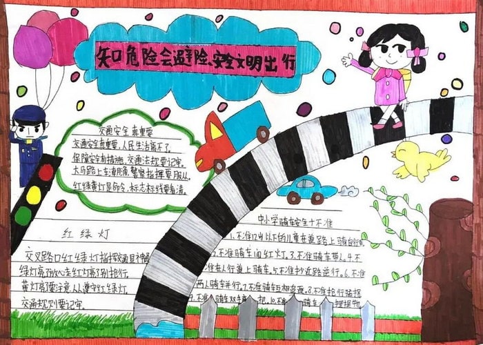 知危险会避险安全文明出行手抄报图片