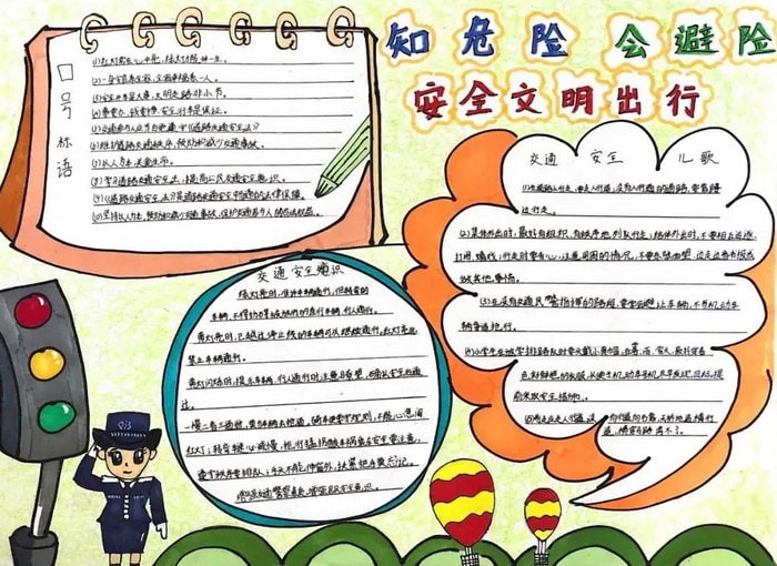 知危险会避险安全文明出行手抄报图片