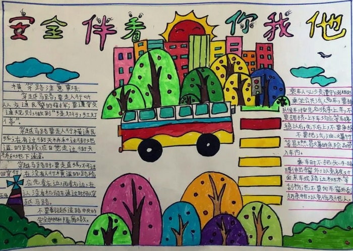 知危险会避险安全文明出行手抄报图片