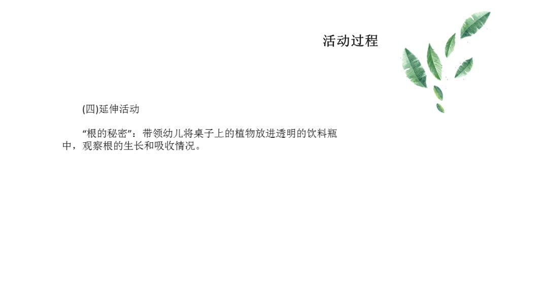 幼儿园大班科学教案：根的秘密