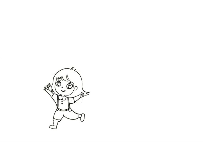 春日小女孩放风筝简笔画绘画步骤