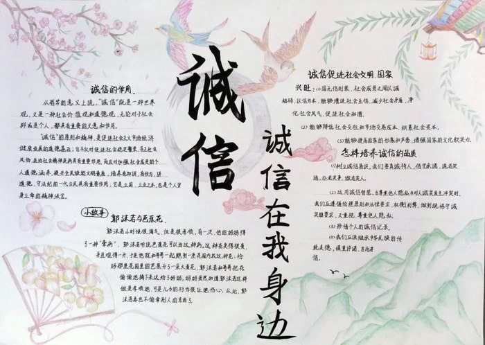诚信在我身边手抄报图片简单又漂亮