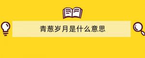 青葱岁月是什么意思