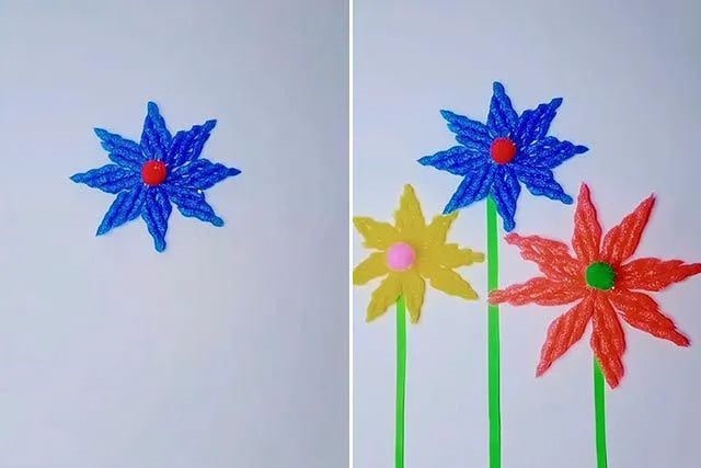 泡沫网废物利用手工制作花朵