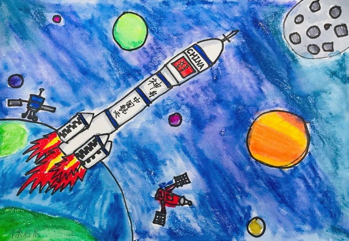 中国航天日绘画