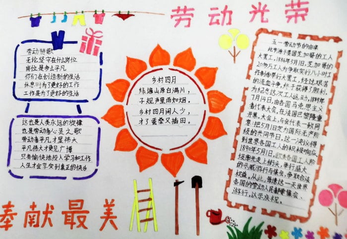 劳动光荣奉献最美手抄报2023