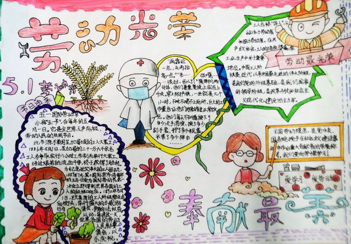 劳动光荣奉献最美手抄报2023