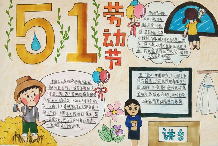 简单又好看的五一劳动节手抄报图片