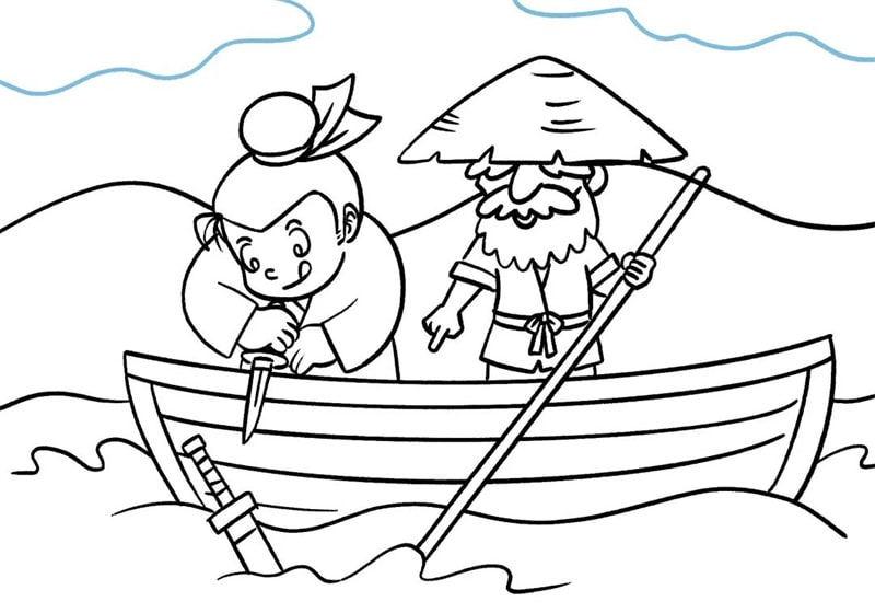 成语故事刻舟求剑简笔画图片教程