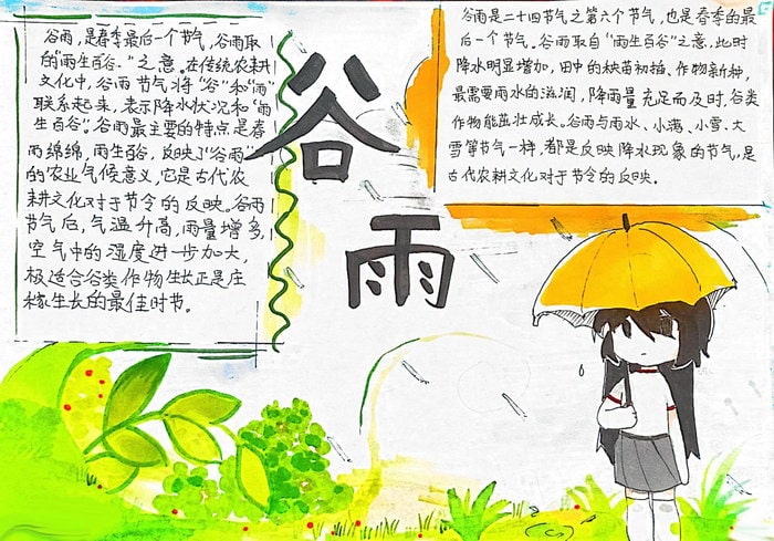 24节气谷雨手抄报模板图片简单又漂亮
