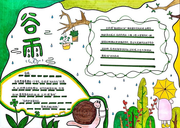 24节气谷雨手抄报模板图片简单又漂亮