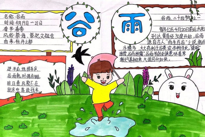 24节气谷雨手抄报模板图片简单又漂亮