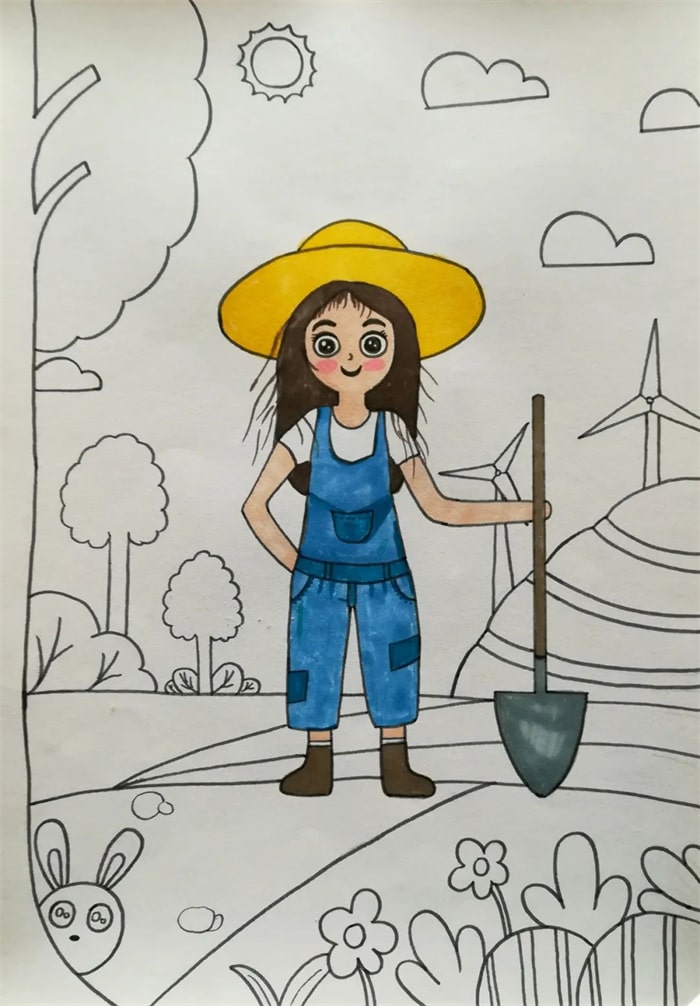 五一劳动节主题热爱劳动绘画步骤