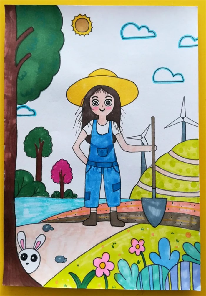 五一劳动节主题热爱劳动绘画步骤