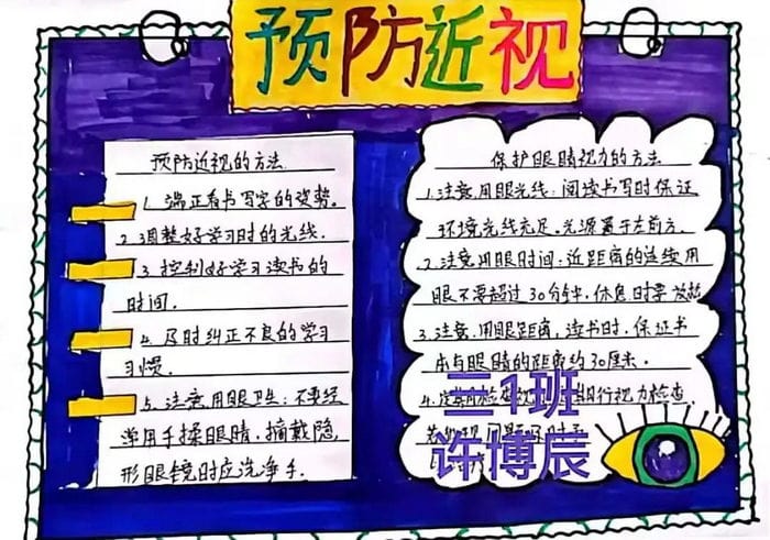 预防近视手抄报图片简单又漂亮